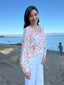 Shirred Raglan Tie Front Blouse - Hana Floral