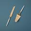 White & Gold Cake Lift & Knife Set