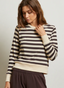 Stef Long Sleeve Crew Neck- Mocha Stripe