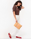 Clare V. Flat Clutch with Tabs - Bisque Woven Checker