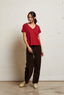 Hendrix V-Neck Tee - Maple Red