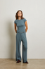 Maddie Brushed Waffle Drawstring Pant- Slate