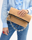 Clare V. Shearling Foldover Clutch- Cafe Au lait
