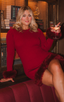 Fran Mini Dress-Cranberry Faux Fur