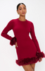 Fran Mini Dress-Cranberry Faux Fur