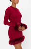 Fran Mini Dress-Cranberry Faux Fur