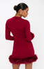 Fran Mini Dress-Cranberry Faux Fur