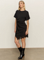 Satin Mix T-shirt Dress - Black
