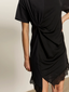 Satin Mix T-shirt Dress - Black
