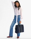 Clare V. Simple Tote - Navy Suede Racing Stripes