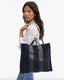 Clare V. Simple Tote - Navy Suede Racing Stripes