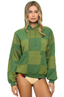 AV Checked Quilt Relaxed Pullover Hoodie - Jungle Green/Palm