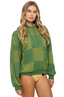 AV Checked Quilt Relaxed Pullover Hoodie - Jungle Green/Palm