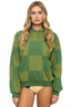 AV Checked Quilt Relaxed Pullover Hoodie - Jungle Green/Palm