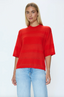 Tara Featherweight Sweater Tee - Maraschino