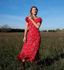 Roxanne Ankle Dress - Fiore Rosso