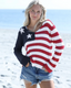 Crochet Flag V Neck Cotton Sweater