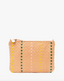 Clare V. Flat Clutch with Tabs - Bisque Woven Checker
