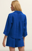 Helena Airy Gauze Button Up - Cobalt