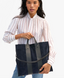 Clare V. Simple Tote - Navy Suede Racing Stripes