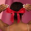 Holiday Satin & Rhinestone Bow Scrunchie