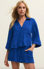 Helena Airy Gauze Button Up - Cobalt
