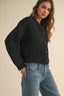 Laurel Button Front Cardigan - Black