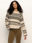 Fairisle Crew Neck Sweater - Oatmeal