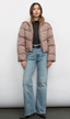 Sally Gingham Puffer w/ Shearling Collar