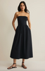 Sunsought Strapless Midi Dress - Black