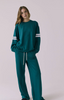 Cornell Oversized Pullover-Teal/White