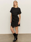 Satin Mix T-shirt Dress-Black