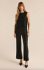 Skylar Sequin Crop Pant - Black