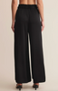Isolde Wide Leg Satin Pant - Black