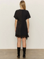Satin Mix T-shirt Dress-Black