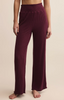 Dawn Smocked Silky Rib Pant - Merlot