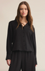 Ana Satin Button Up - Black