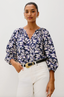 Vasia Top - Navy Vines