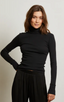 Hayden Rib Turtle Neck- Black