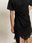 Satin Mix T-shirt Dress-Black