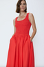 Alessia Smocked Drop Waist Dress - Maraschino