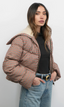 Sally Gingham Puffer w/ Shearling Collar