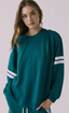 Cornell Oversized Pullover-Teal/White