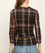 Mesh 3/4 Sleeve Top- Cinder Plaid