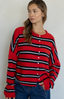 Breton Striped Cardigan - Tomato Varsity Stripe