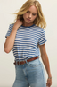 Tourist Airy Striped S/S Tee - Calypso Blue Indigo