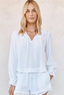 L/S Tie Neck Ruffle Shirt-White