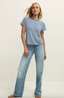 Tourist Airy Striped S/S Tee - Calypso Blue Indigo