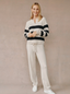 Stripe Placket Sweater - Oat/Black
