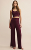 Dawn Smocked Silky Rib Pant - Merlot